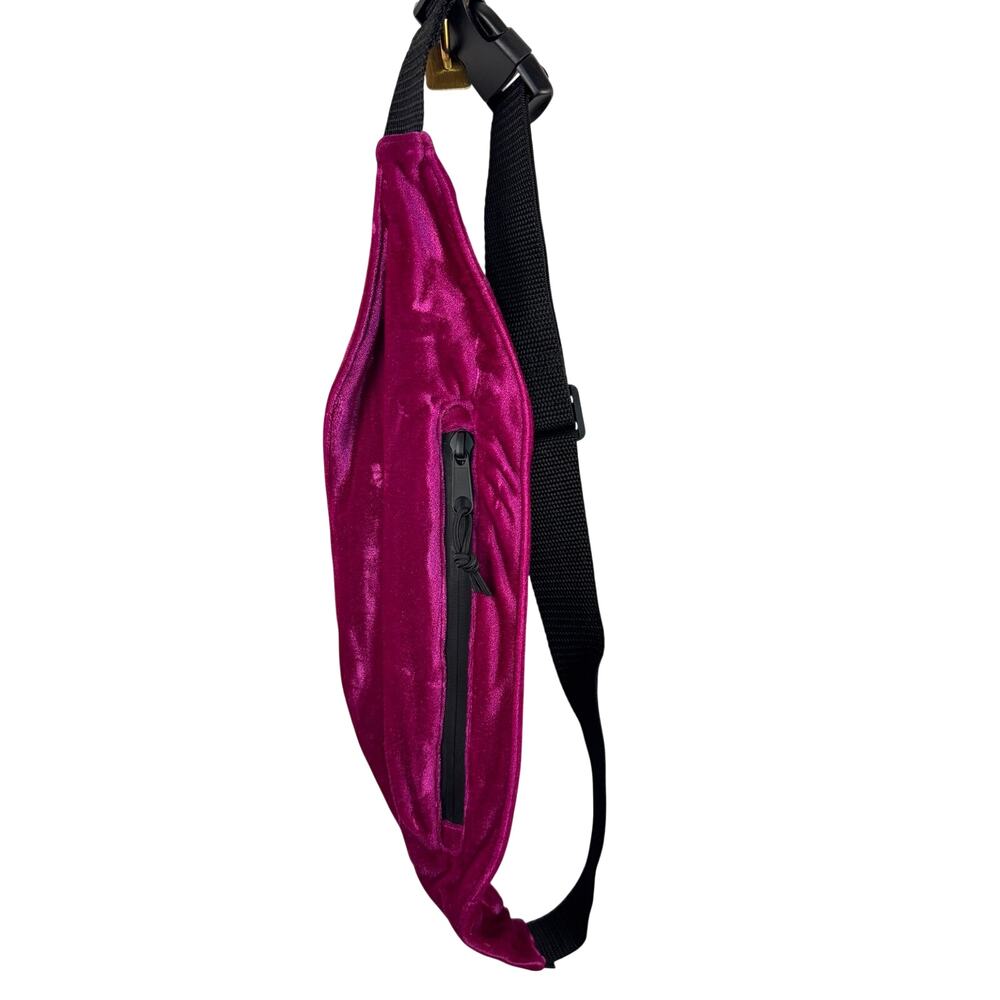 Triangl Fanny Pack Purple Black Velour Velvet Adjustable Strap Beach Bum Bag
